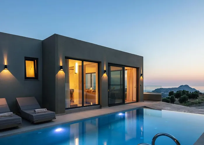 Sigma Villa, Private Swimming Pool Garden, Panoramic Sunset Rethymno