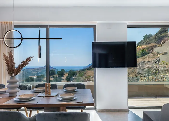 Sigma Villa, Private Swimming Pool Garden, Panoramic Sunset Rethymno